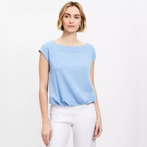 LOFT Women's Muscle Bubble Hem Sweatshirt in Light Blue, size XS